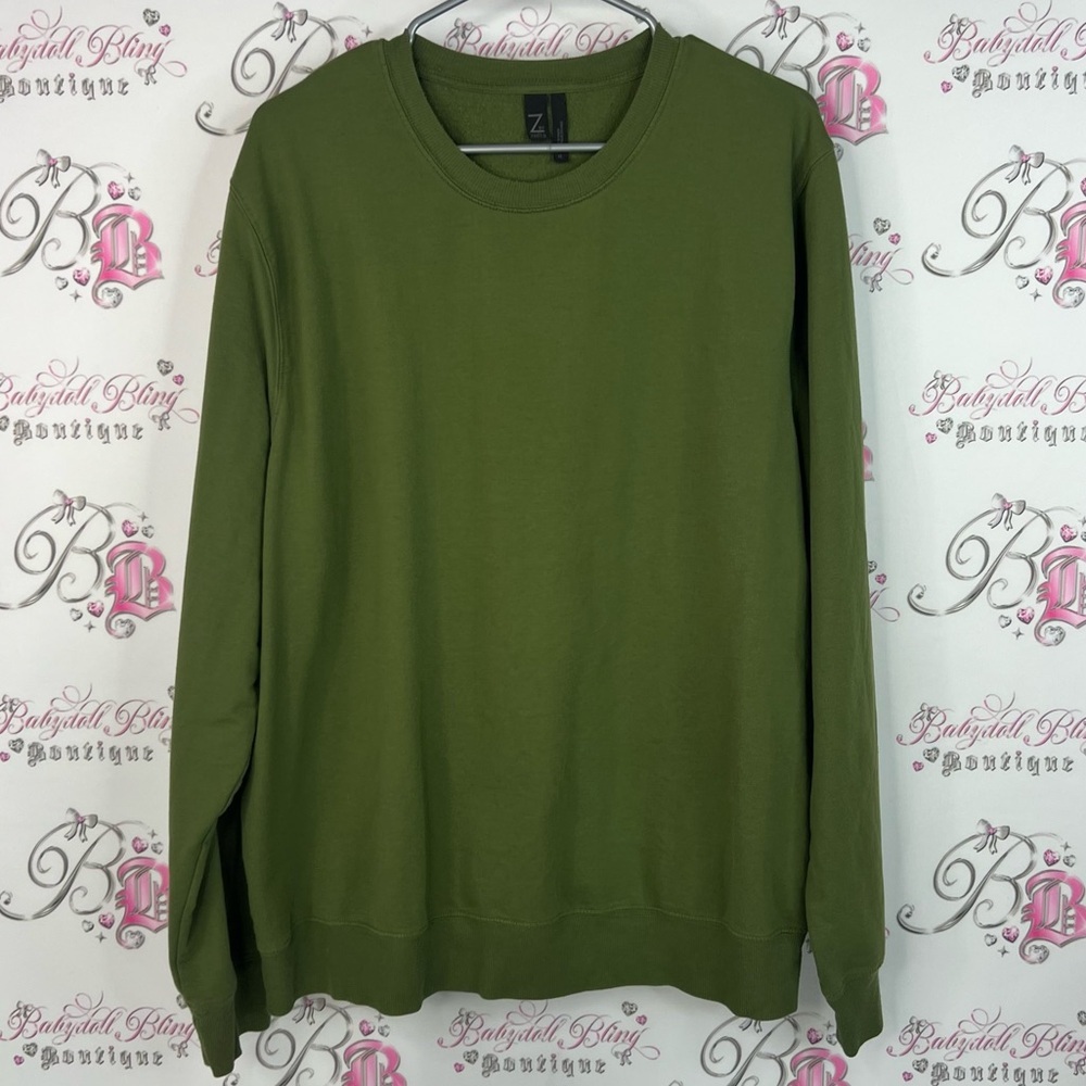 Zella by Z sweater pull over soft stretchy olive military Green Sweater